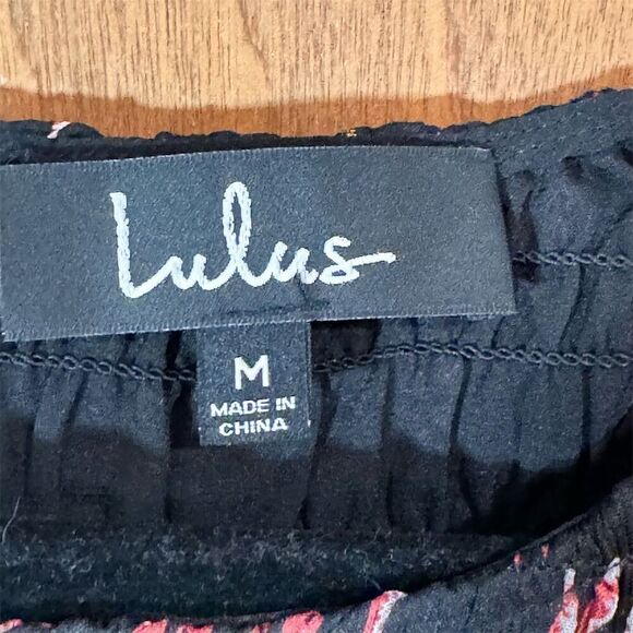 Lulus Smocked Balloon Sleeve Dress Multicolor Print Size M - Picture 3 of 9